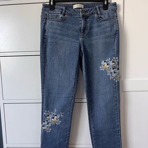 J Jill womens embroidered weekender straight leg jean.